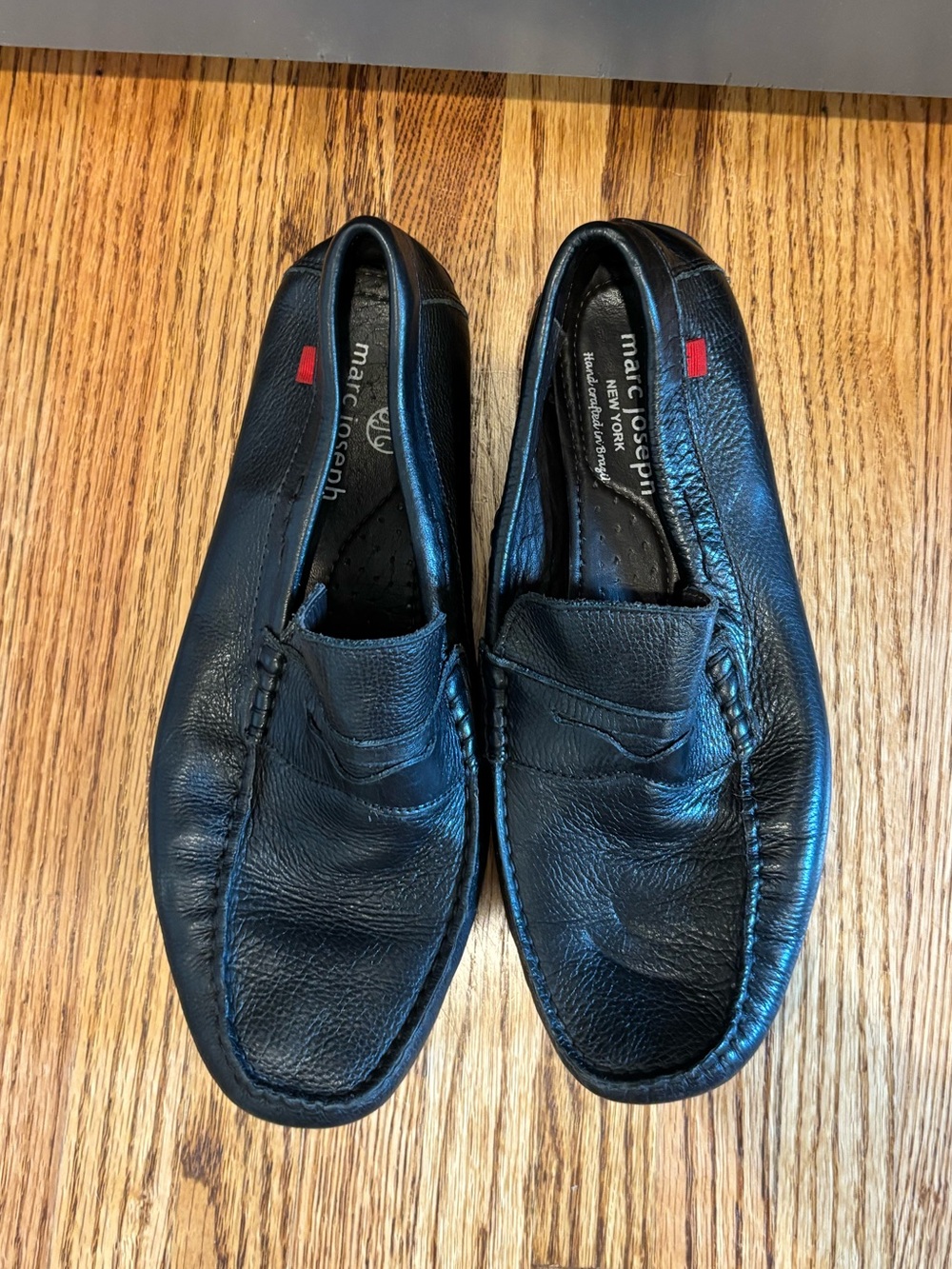 Marc Joseph Black Leather Slip-On Driving Loafers
